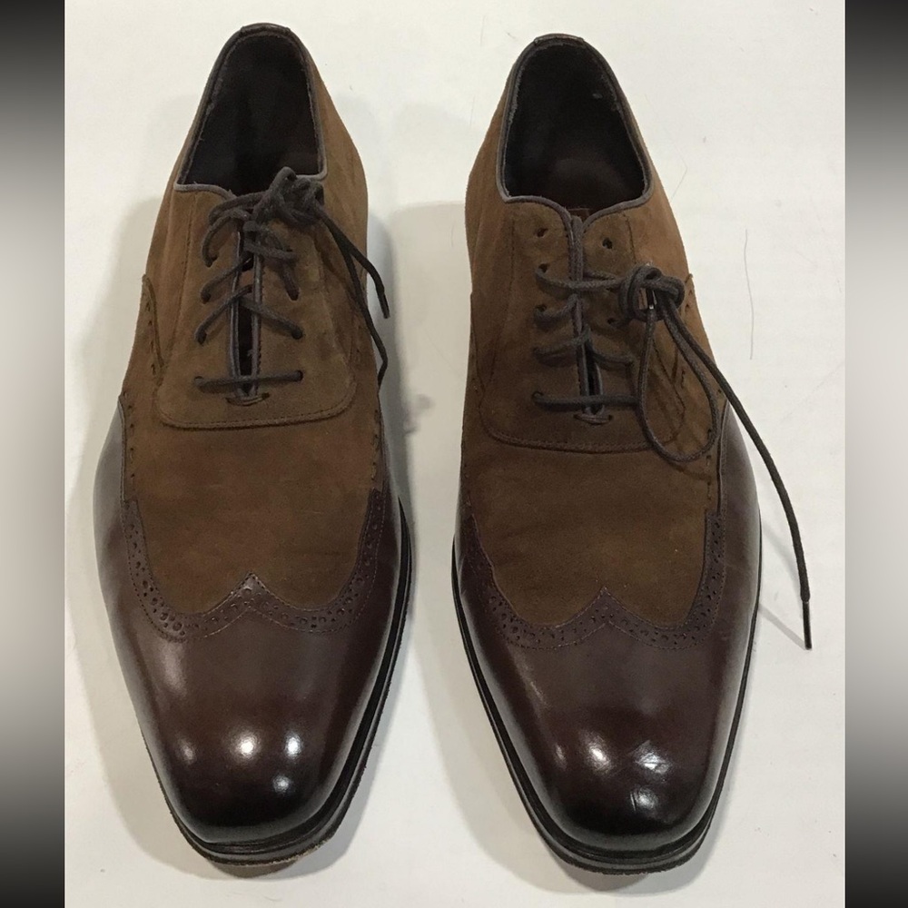 Men's Mezlan Brown Leather/Suede Wingtip Lace-Up Oxford Size 8.5M